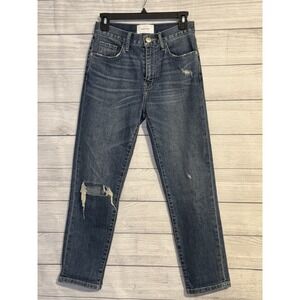Current/Elliott Womens Distressed Jeans Size 24 Blue Ankle Crop